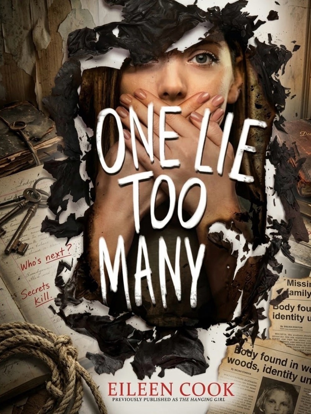 One Lie Too Many by Eileen Cook - White Cover with Brown Accents